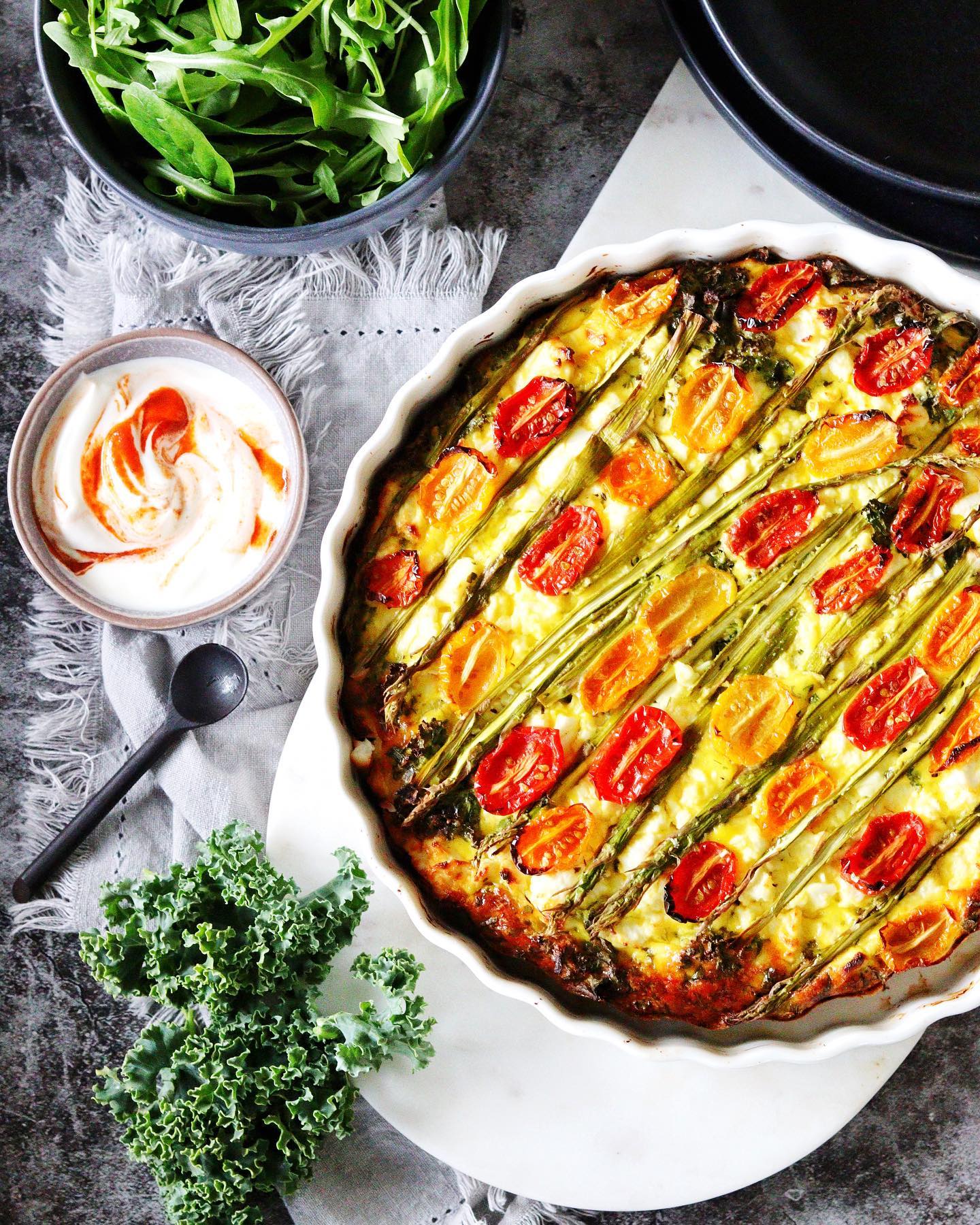 Kale, Ricotta and Asparagus Frittata